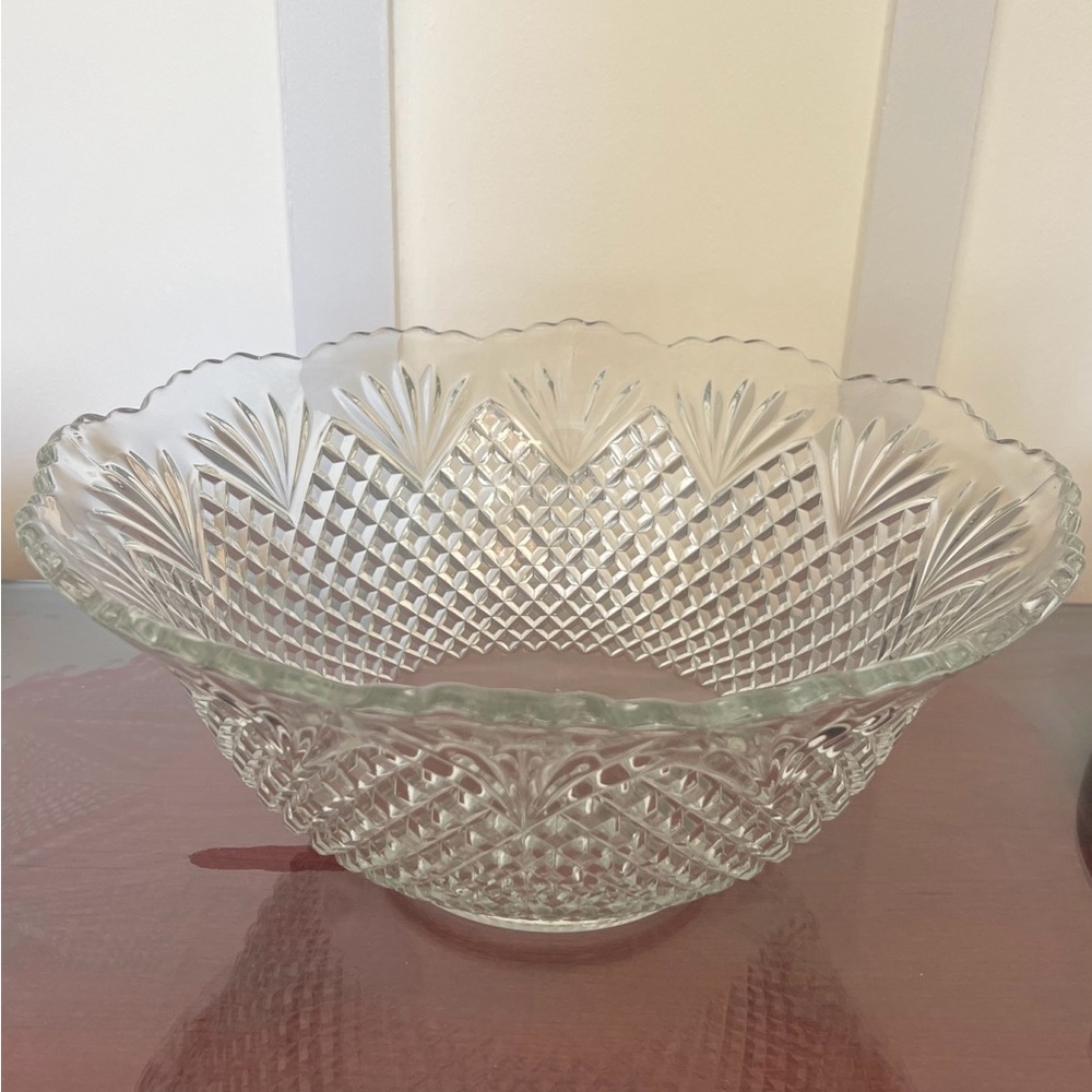 Antique EAPG Punch Bowl, Pineapple & Fan, Adam’s & Company U.S. Glass